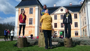 Medaljtrion på 21 km damer: Kim Gustafsson (silver), Colette Coumans (guld) och Anna Nysedt (brons). Foto: Fabian Rimfors