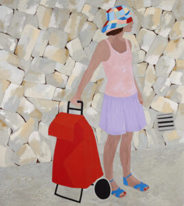 "Alana con su bolsa de compra”, 180 x 160 cm, tempera på duk, 2013.