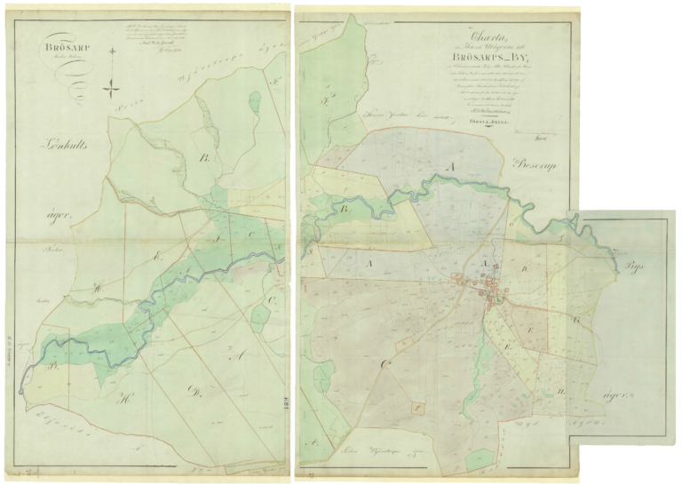 Charta öfver In och Utägorna till Brösarps By, uti Christianstads Län, Albo Härad. Lantmätare Tomas Ludwig Rönström 1815.